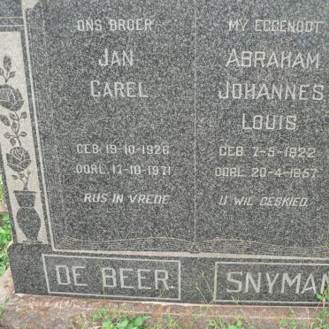 BEER Jan Carel, de 1926-1971 :: SNYMAN Abraham Johannes Louis 1922-1957