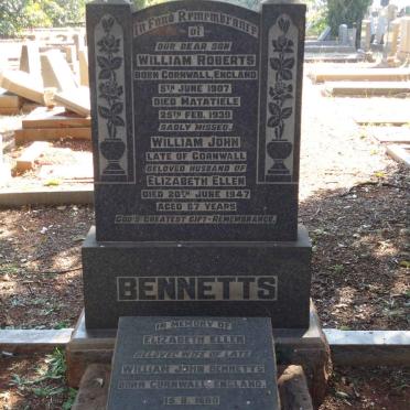 BENNETTS William Roberts 1907-1939 :: BENNETTS William John -1947 &amp; Elizabeth Ellen -1952
