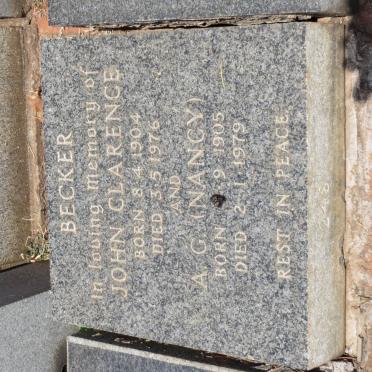 BECKER John Clarence 1904-1976 &amp; A.G. 1905-1979