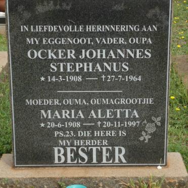 BESTER Ocker Johannes Stephanus 1908-1964 &amp; Maria Aletta 1908-1997