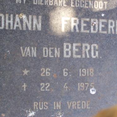 BERG Johann Frederick, van den. 1918-1975