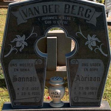 BERG Adriaan, van der 1915-1987 &amp; Hannah 1902-1986