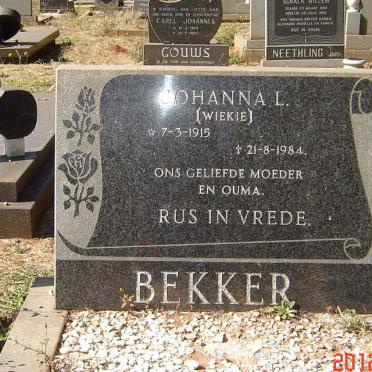 BEKKER Johanna L. 1915-1984