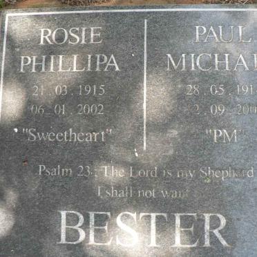 BESTER Paul Michael 1914-2002 &amp; Rosie Phillipa 1915-2002