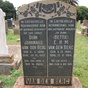 BERG Dirk Johannes, van den 1889-1952 &amp; E.H.M. 1896-1964