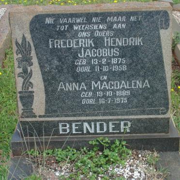 BENDER Frederik Hendrik Jacobus 1875-1958 &amp; Anna Magdalena 1889-1975