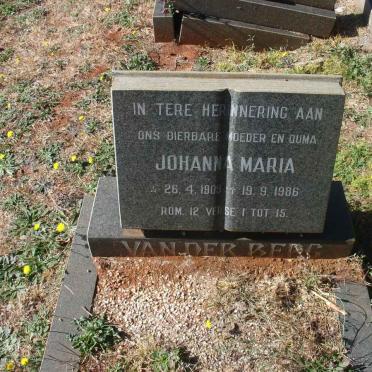 BERG Johanna Maria, van der 1909-1986