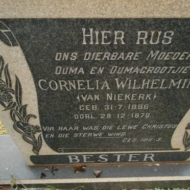 BESTER Cornelia Wilhelmina nee VAN NIEKERK 1896-1970