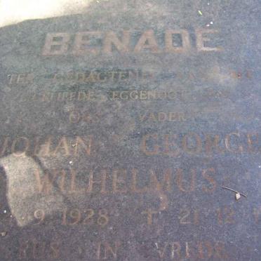 BENADE Johan George Wilhelmus 1928-1975