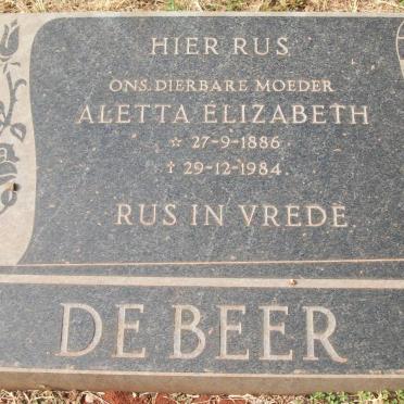 BEER Aletta Elizabeth, de 1886-1984