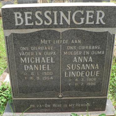 BESSINGER Michael Daniel 1900-1954 &amp; Anna Susanna LINDEQUE 1906-1986