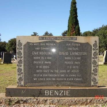 BENZIE David Livingston 1912-1979 &amp; Gwendoline 1911-1965