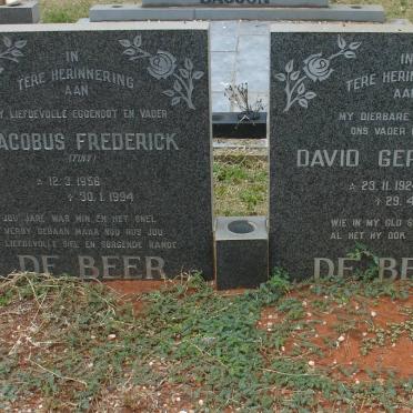 BEER David Gerhardus, de 1924-1987 :: DE BEER Jacobus Frederick 1956-1994
