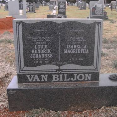BILJON Louis Hendrik Johannes, van 1947-2007 &amp; Izabella Magrietha 1955-
