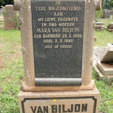 BILJON Mara, van nee BARNARD 1906-1945