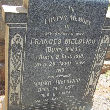 BIELOVICH Frances nee HALL 1910-1947 :: BIELOVICH Marko 1897-1964