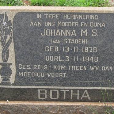 BOTHA Johanna M.S. nee VAN STADEN 1879-1948