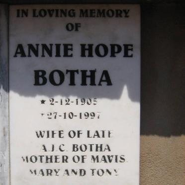BOTHA Annie Hope 1905-1997