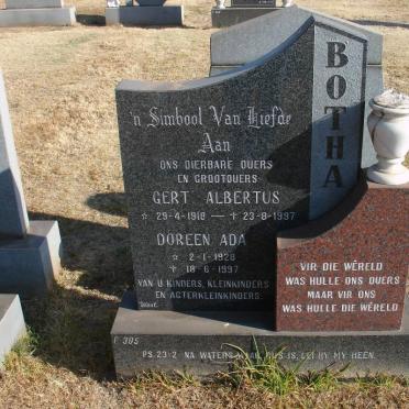 BOTHA Gert Albertus 1918-1997 &amp; Doreen Ada 1928-1997