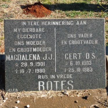 BOTES Gert D.S. 1903-1983 &amp; Magdalena J.J. 1901-1980