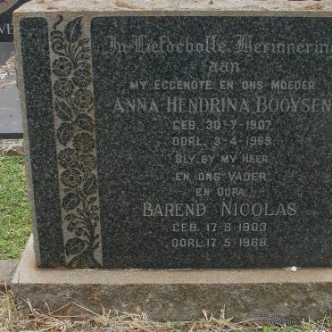 BOOYSEN Barend Nicolas 1903-1968 &amp; Anna Hendrina 1907-1959