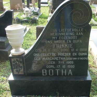 BOTHA Frikkie 1911-1968 &amp; Lea Margaretha VAN STADEN 1905-1990