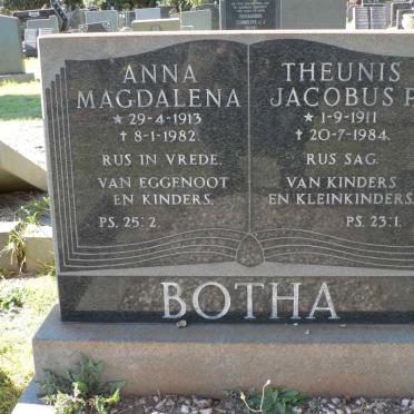 BOTHA Theunis Jacobus P. 1911-1984 &amp; Anna Magdalena 1913-1982