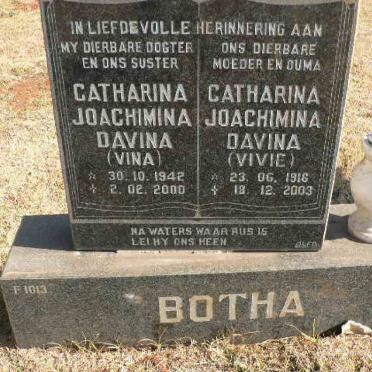 BOTHA Catharina Joachimina Davina 1916-2003 :: BOTHA Catharina Joachimina Davina 1942-2000