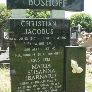 BOSHOFF Christian Jacobus 1917-1992 &amp; Maria Susanna BARNARD 1920-2007