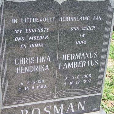BOSMAN Hermanus Lambertus 1906-1992 &amp; Christina Hendrika 1911-1990