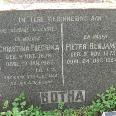 BOTHA Pieter Benjamin 1875-1954 &amp; Christina Fredrika 1878-1952
