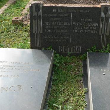 BOTHA Pieter Benjamin 1875-1954 &amp; Christina Fredrika 1878-1952 :: JONCK Francois Johannes 1910-1996 &amp; Anna Maria Cathari