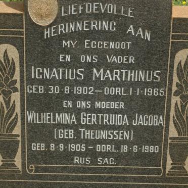 BOTES Ignatius Marthinus 1902-1965 &amp; Wilhelmina Gertruida Jacoba THEUNISSEN 1905-1980