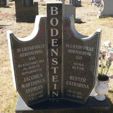 BODENSTEIN Jacobus Marthinus Andrias 1925-2008  &amp; Hester Catharina 1931-2009