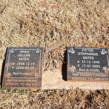 BOTES Pieter Stephanus 1946-2005 &amp; Marie Helena 1948-2006