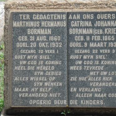 BORNMAN Marthinus Hermanus 1860-1932 &amp; Catrina Johanna KRIEK 1865-1934
