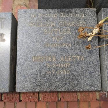 BUTLER William Charles -1974 &amp; Hester Aletta 1907-1980