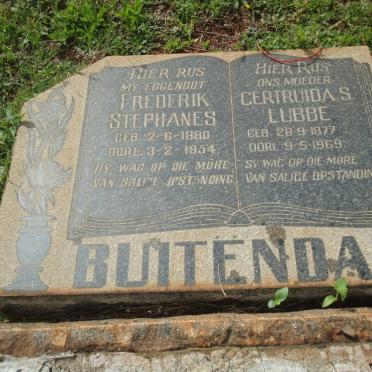 BUITENDAG Frederik Stephanus 1880-1954 &amp; Gertruida S. Lubbe 1877-1969