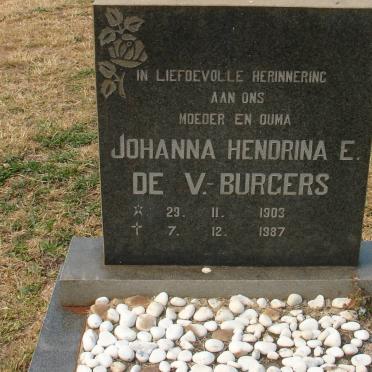 BURGERS Johanna Hendrina E., de V. 1903-1987