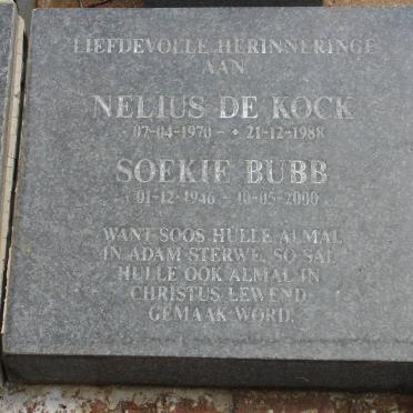 BUBB Soekie 1946-2000 :: DE KOCK Nelius 1970-1988 