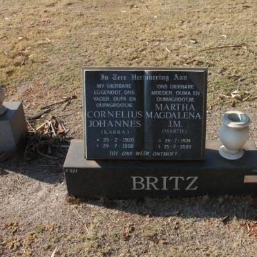 BRITZ Cornelius Johannes 1920-1998 &amp; Martha Magdalena J.M. 1924-2009