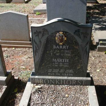BRONKHORST Barry 1927-1986 &amp; Martie 1931-2003