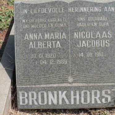 BRONKHORST Nicolaas Jacobus 1910- &amp; Anna Maria Alberta 1920-1989