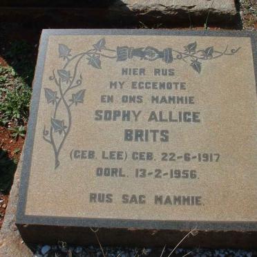 BRITS Sophy Allice nee LEE 1917-1956