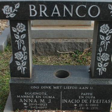 BRANCO Inacio de Freitas 1908-1991 &amp; Anna M.J. 1923-1977