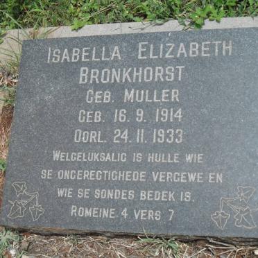 BRONKHORST Isabella Elizabeth nee MULLER 1914-1933