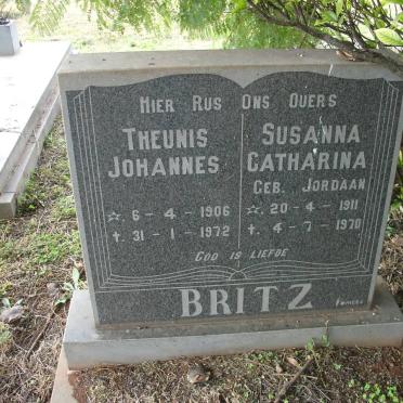 BRITZ Theunis Johannes 1906-1972 &amp; Susanna Catharina JORDAAN 1911-1970
