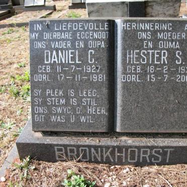 BRONKHORST Daniel C. 1927-1981 &amp; Hester S.J. 1938-2003