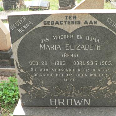 BROWN Maria Elizabeth nee BEHR 1903-1965