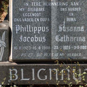 BLIGNAUT Phillippus Jacobus 1923-1988 &amp; Susanna Catharina 1925-2007